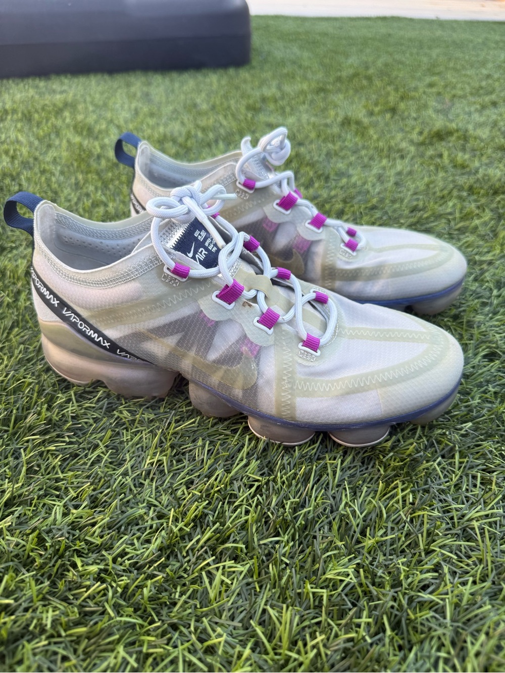 Nike Women's VaporMax Translucent Olive Sneakers with Purple Accents